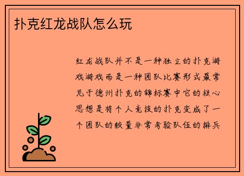 扑克红龙战队怎么玩